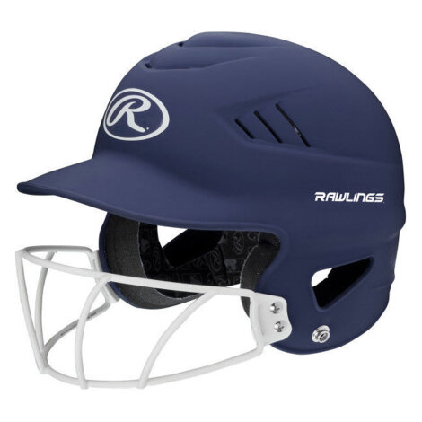 Rawlings Coolflo Baseball Helmet with Faceguard Navy
