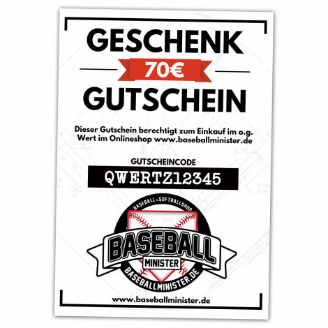 Gift Voucher Baseballminister.de 70 Euro
