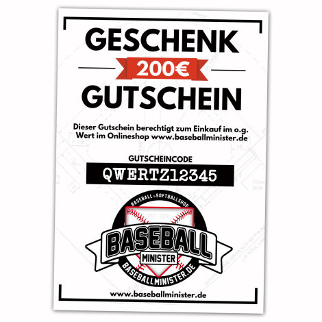 Gift Voucher Baseballminister.de 200 Euro