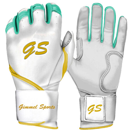 Batting Gloves Gimmel Sports G-Pro White Series (White Mint/Camel) SMALL