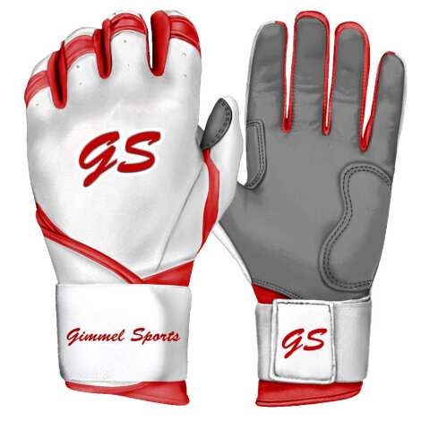 Batting Gloves Gimmel Sports G-Pro White Series (White/Red)
