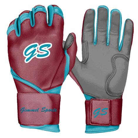 Batting Gloves Gimmel Sports G-Pro Color Series (Weinrot/Babyblau)