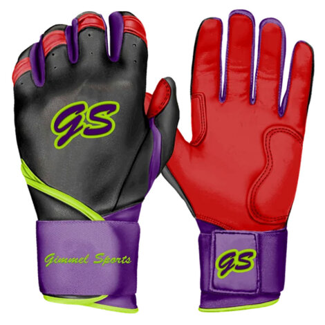 Batting Gloves Gimmel Sports G-Pro Color Series (Black/Red/Purple)